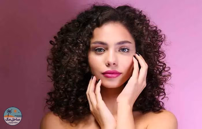 Woman with dark brown curly bob hairstyle