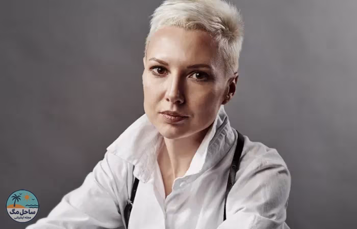A woman with a pixie haircut