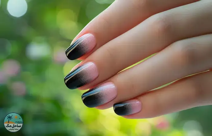 Black and pink ombre nails