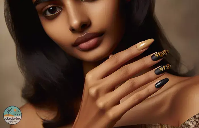 Black and yellow nail design