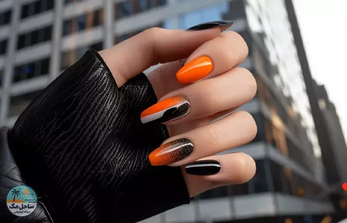 Black and orange nail designs
