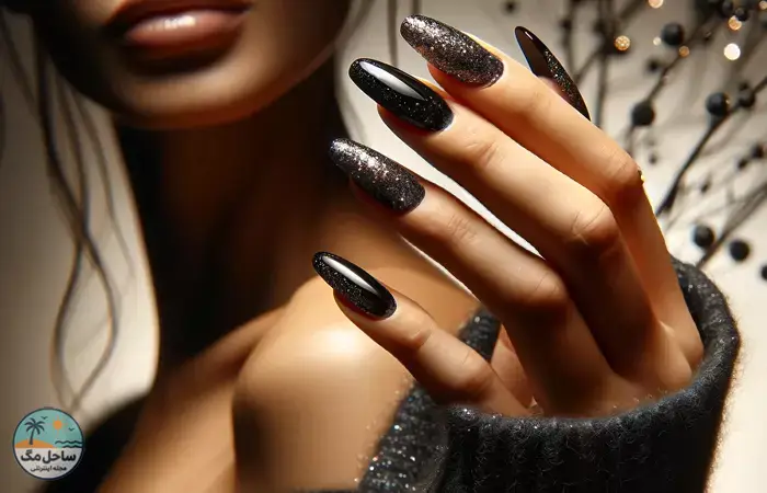 Black glitter nail designs