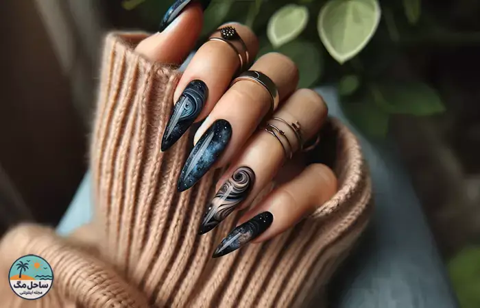 Black stiletto nail design