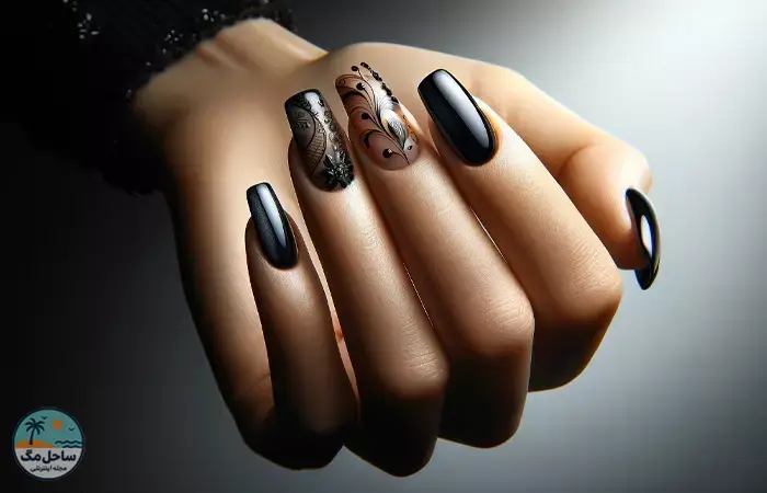Black gel nail design