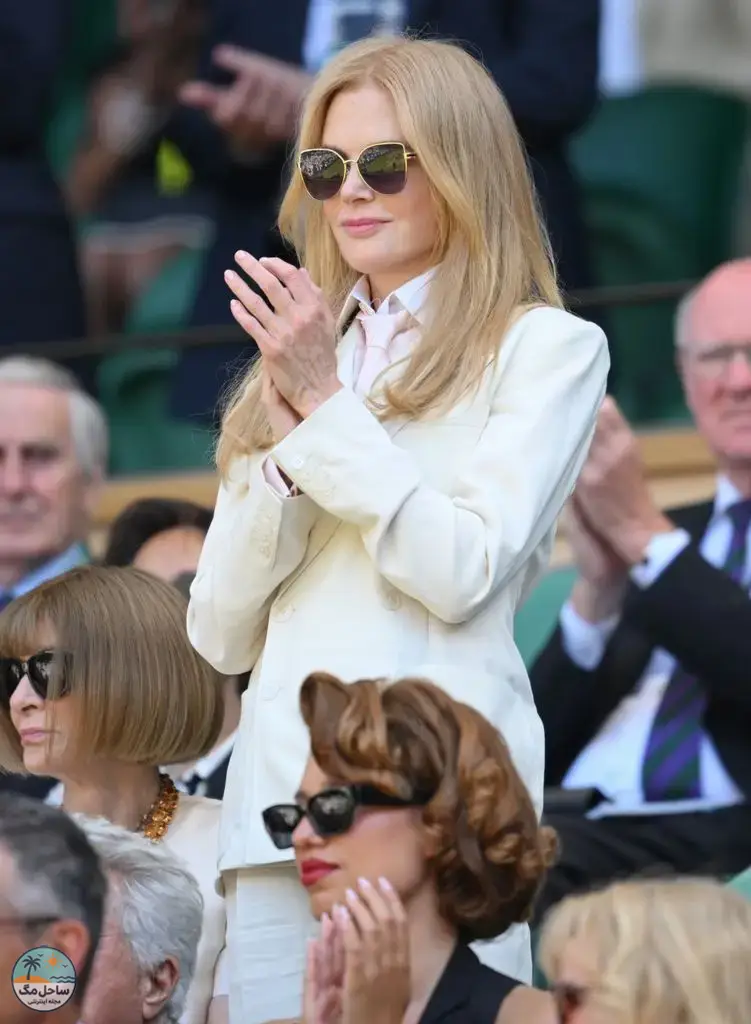 Nicole Kidman in a white suit at Wimbledon 2026