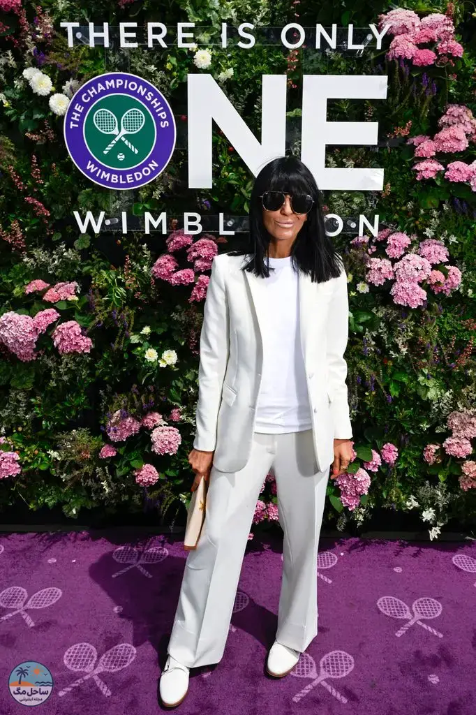 Claudia Winkleman wearing head to toe white at Wimbledon 2026