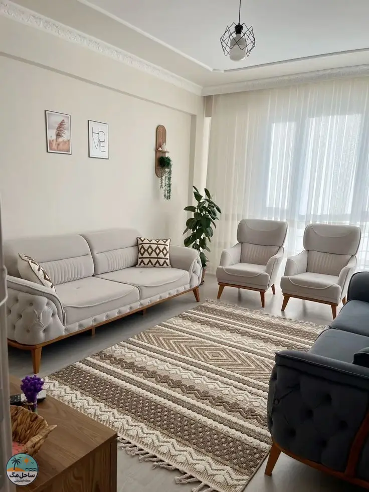 چیدمان پذیرایی مستطیل باریک